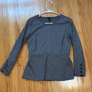 Ann Taylor Black and Gray Gingham Peplum Blouse